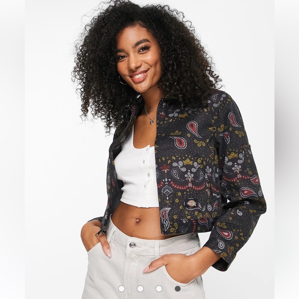 Dickies Cropped paisley patterned denim jacket